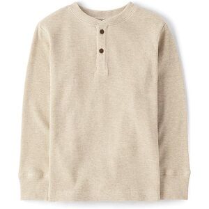 Boys Thermal Henley Top - Hay Stack